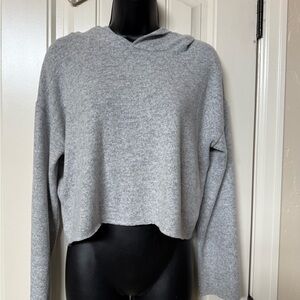 Yoga cropped Gray Hoodie Sweater for yoga, barre